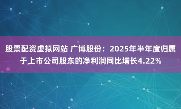 股票配资虚拟网站 广博股份：2025年半年度归属于上市公司股东的净利润同比增长4.22%